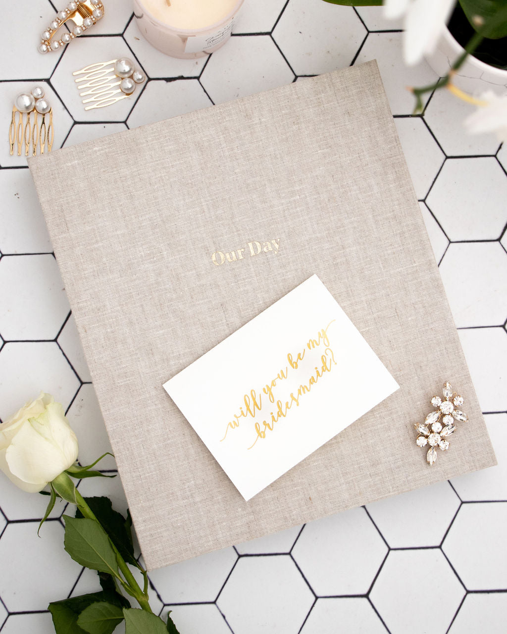 Bridesmaid Proposal Card – Elegant Gold Foil, Blank Inside