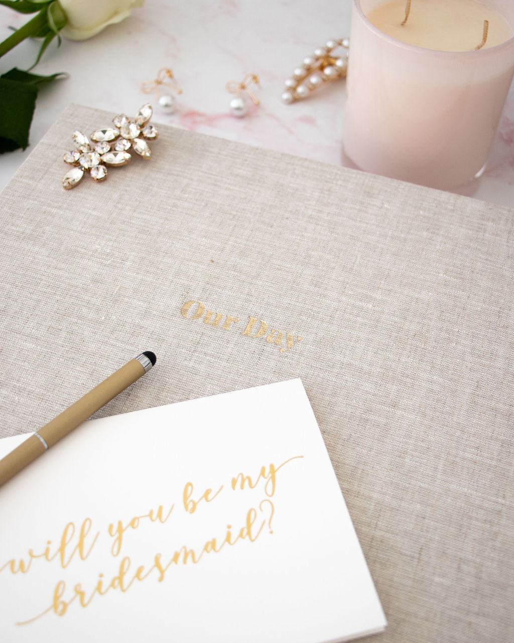 Bridesmaid Proposal Card – Elegant Gold Foil, Blank Inside